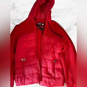 Canada Weather Gear Red Hooded Hybrid Puffer Jacket